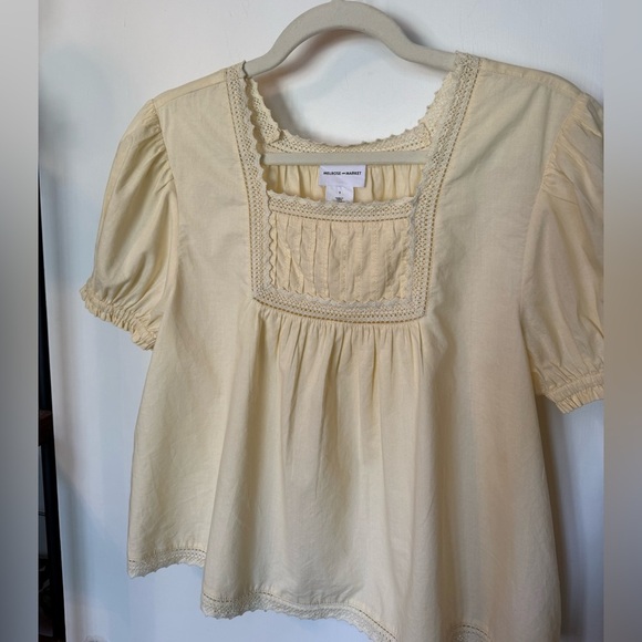 Melrose + Market Light Yellow Prairie Style Lace Top- Size Small - Picture 3 of 5